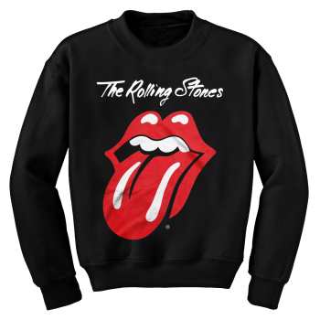 ROLLING STONES - Tongue Black Crew Neck Sweatshirt - Busos