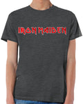 IRON MAIDEN - Distressed Logo Heather Charcoal - Camisetas